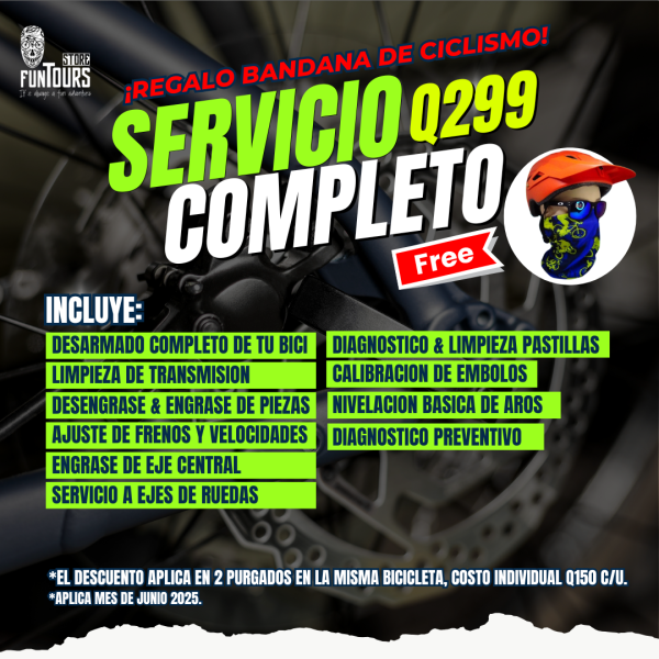 SERVICIO COMPLETO  - 1 BICICLETA - MTB, URBANO O RUTA.