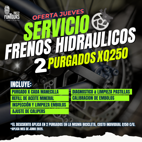 OFERTA 2 PURGADOS DE FRENO HIDRAULICO - x Q250